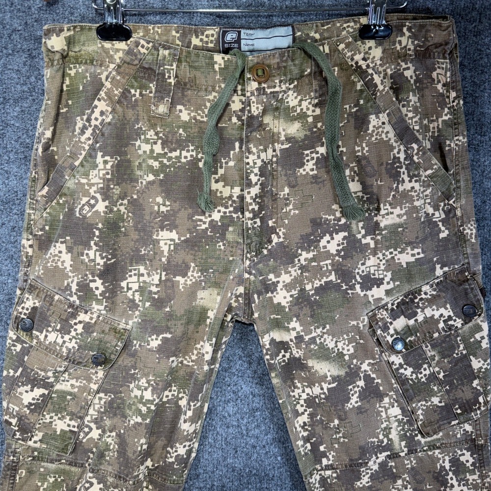 Empire Digital Camo Cargo Pants Mens Large Green Ripstop Tactical Drawstring Y2K - Picture 4 of 16